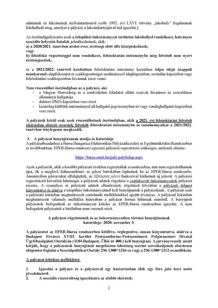 B típusú pályázati kiírás honlap Oldal 2